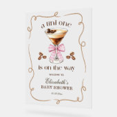 Een Tini One Espresso Martini Roze Strik Baby Show Acryl Bord (Hoek)