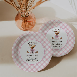 Een Tini One Espresso Martini Roze Strik Baby Show Papieren Bordje