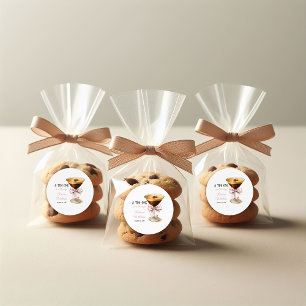Een Tini One Pink Bow Espresso Martini Baby shower Ronde Sticker
