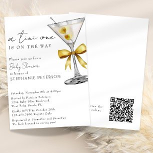 Een Tini One QR Code Chic Gele Martini Baby Shower Kaart