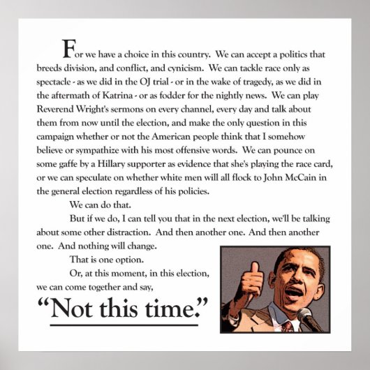 Eén toespraak. Eén droom Poster (Voorkant)