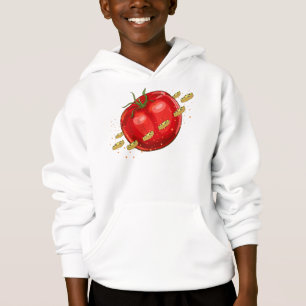 Een tomatenplaneet met pizzas om hem