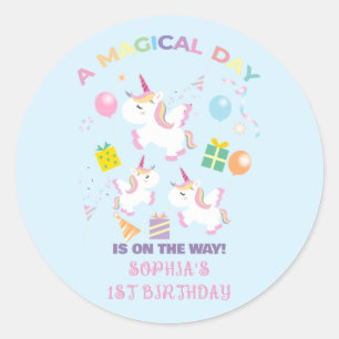 Een Toverachtige Eenhoorn Verjaardagsuitnodiging Ronde Sticker