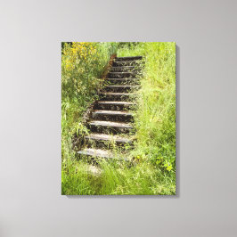 Een trap in het gras canvas afdruk