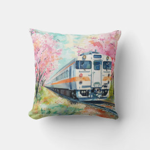 Een trein in de lente kussen