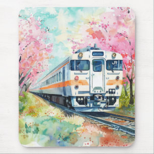 Een trein in de lente muismat
