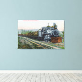 Een trein van LogsCoos Bay, OF Canvas Afdruk (Insitu (Houten vloer))