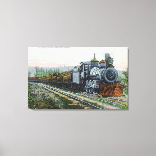 Een trein van LogsCoos Bay, OF Canvas Afdruk
