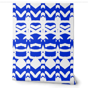 Een trendy blauw & wit "Ratti_Creative_Arts" Behang