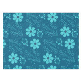 Een trendy cyaankleurige bloemendesign tafelkleed (Voorkant (Horizontaal))