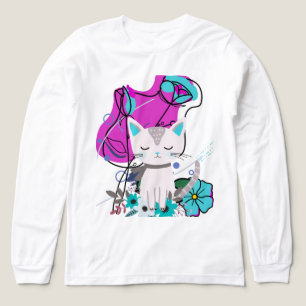 Een trendy kattenliefhebber kleurrijk ontwerp Tri-Blend shirt