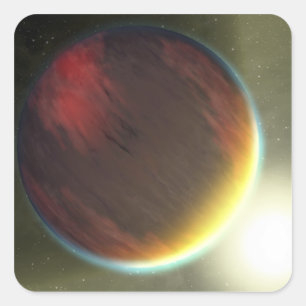 Een troebele Jupiter-achtige planeet die ronddraai Vierkante Sticker
