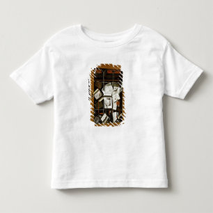 Een trompe l'oeil van een open glazuurkast kinder shirts