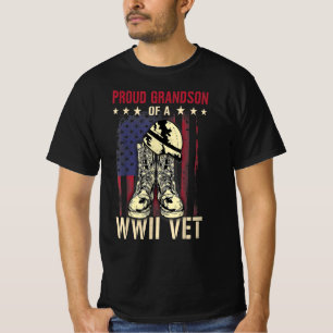 een trots kleinzoon van een wwii vet ' s wereldoor t-shirt