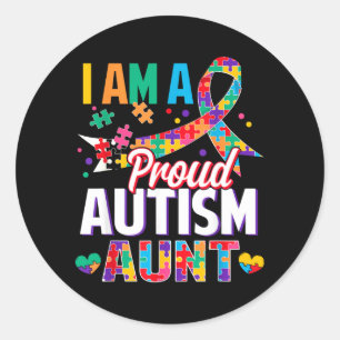 Een trotse autisme tante autisme bewustzijn puzzel ronde sticker