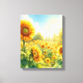 Een Tuin van Zonnebloem muurkunst - gewikkeld canv Canvas Afdruk