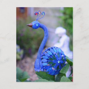 Een tuinvredestuin blauwgroen en groen briefkaart