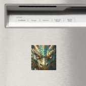 Een turquoise en gouden mysterieuze draak magneet (Insitu (Vaatwasser))