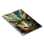 Een turquoise en gouden mysterieuze draak notitieboek (Rechterzijde)