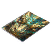 Een turquoise en gouden mysterieuze draak notitieboek (Linkerzijde)
