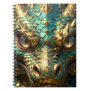 Een turquoise en gouden mysterieuze draak notitieboek