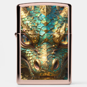 Een turquoise en gouden mystieke draak