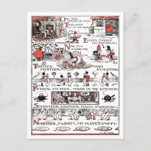 Een, twee, mijn schoenen sluiten briefkaart (Voorkant)