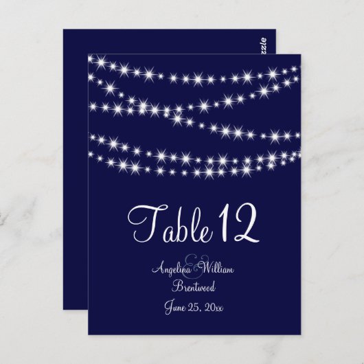 Een Twinkle Lights Table Number (marine) Briefkaart (Voorkant / Achterkant)