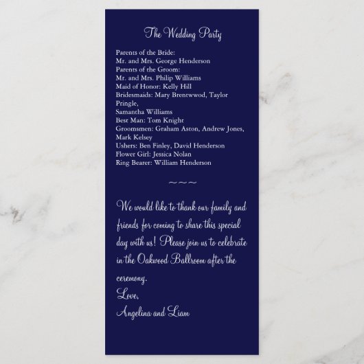 Een Twinkle Lights Wedding Program (marine) Programma (Achterkant)