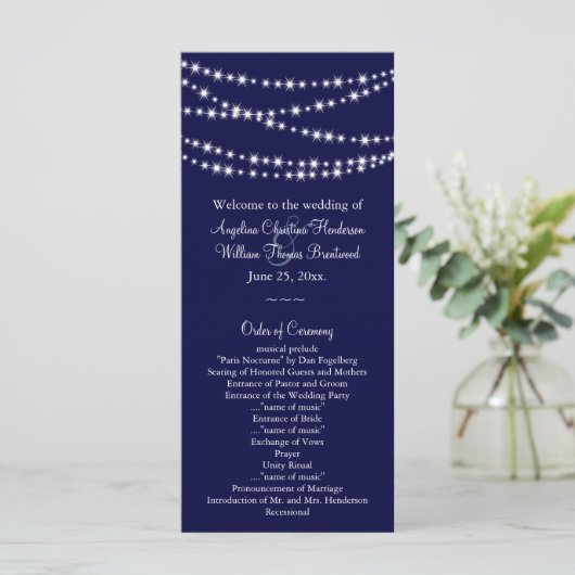Een Twinkle Lights Wedding Program (marine) Programma (Staand voorkant)