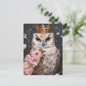 Een uil met een kroon briefkaart (Staand voorkant)