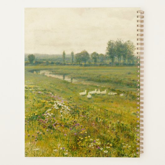 Een uitgestrekt weidelandschap met ganzen planner (Achterkant)