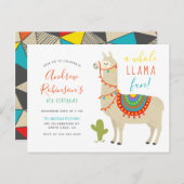 Een uitnodiging van een hele Llama Fun Animal Birt (Voorkant / Achterkant)