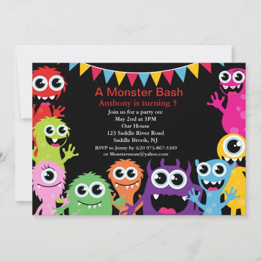 Een uitnodiging van een Monster Bash (Voorkant)