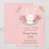 Een uitnodiging voor 'Bunny Easter Spring Birthday (Voorkant / Achterkant)