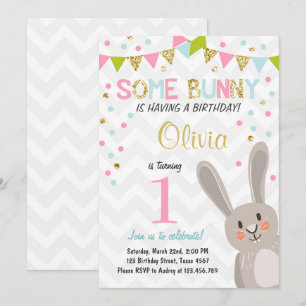 Een uitnodiging voor 'Bunny Easter Spring Birthday