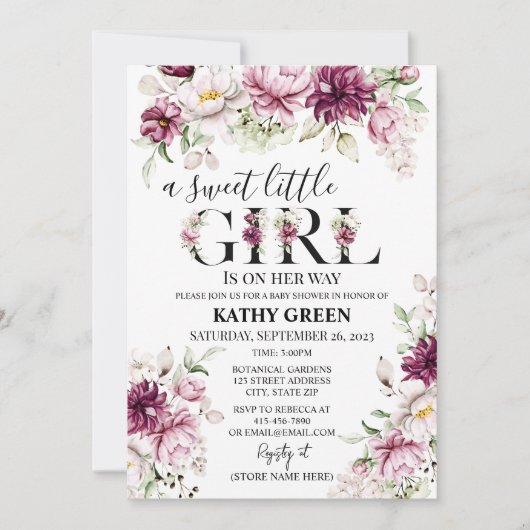 Een uitnodiging voor een Baby shower met een klein (Voorkant)