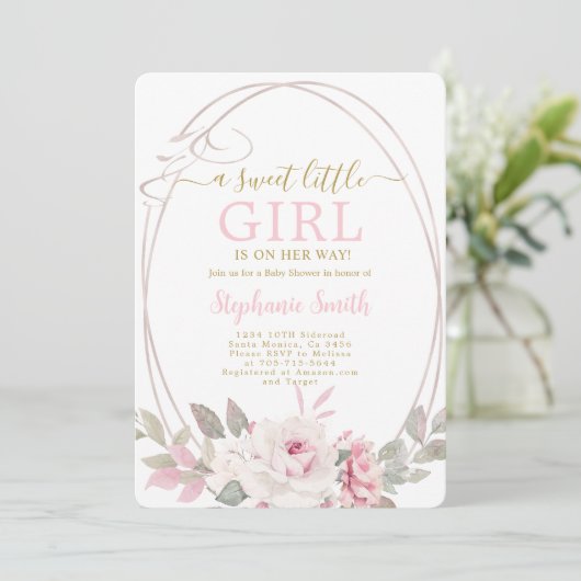 Een uitnodiging voor een Baby shower met een klein (Staand voorkant)