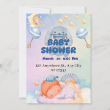Een uitnodiging voor een baby shower vol blijdscha