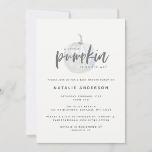 Een uitnodiging voor een babyshower met een pompoe