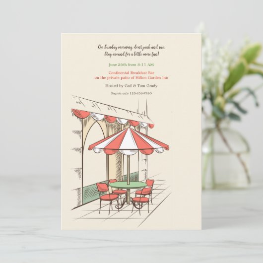 Een uitnodiging voor een klein cafeetje (Staand voorkant)