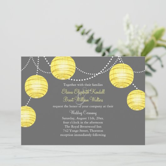 Een uitnodiging voor het huwelijk van Gele en Grij (Staand voorkant)