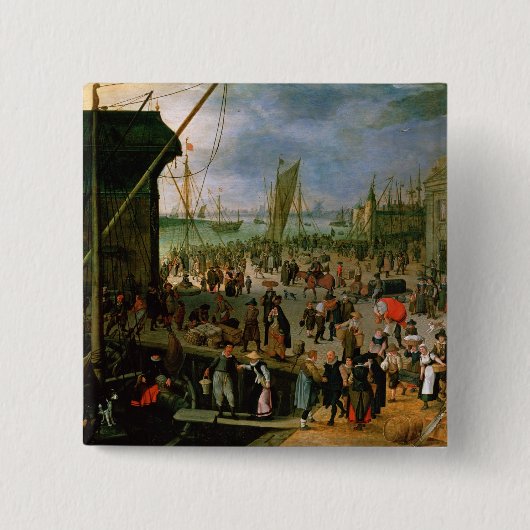 Een Uitzicht Antwerpse haven Vierkante Button 5,1 Cm (Voorkant)