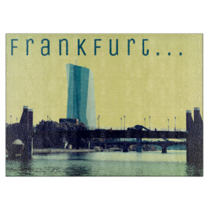 Een uitzicht Frankfurt en de rivier Snijplank