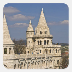 Een uitzicht op Boedapest vanuit Castle Hill. Vierkante Sticker