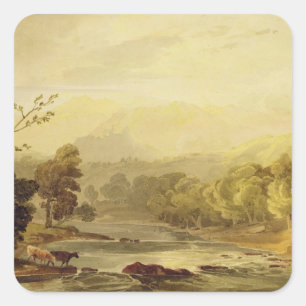 Een Uitzicht op de Brathay nabij Ambleside (m/c ov Vierkante Sticker