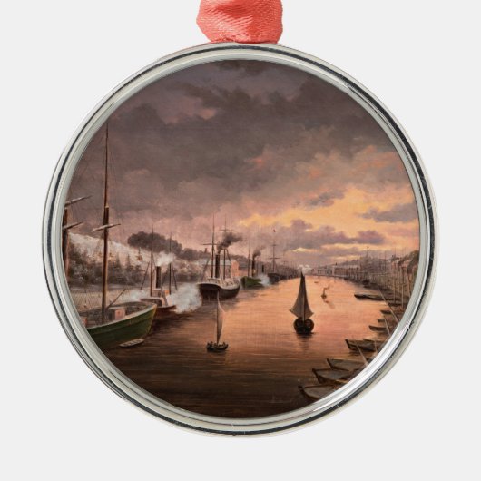 Een uitzicht op de rivier de Aura in Turku Metalen Ornament (Voorkant)