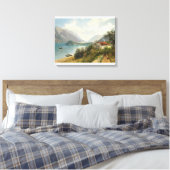 Een uitzicht op het Comomeer Canvas Afdruk (Insitu (Slaapkamer))