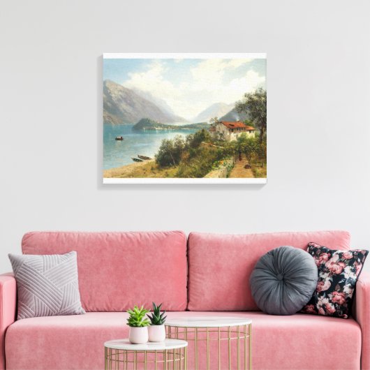 Een uitzicht op het Comomeer Canvas Afdruk (Insitu (Woonkamer))