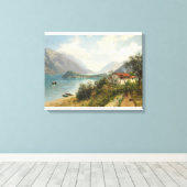 Een uitzicht op het Comomeer Canvas Afdruk (Insitu (Houten vloer))